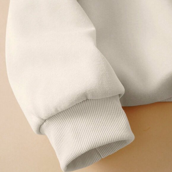 Beige Casual Women's Crew Neck Sweatshirt With "Jesus Is King" Embroidery - Picture 4 of 4